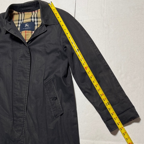 BURBERRY Vintage Classic Black Women's Car Coat Nova Check Size 8R Faded Fabric - Picture 9 of 16